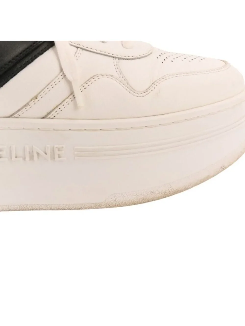 Celine Block Leather Sneakers Platform Thick Sole White Black